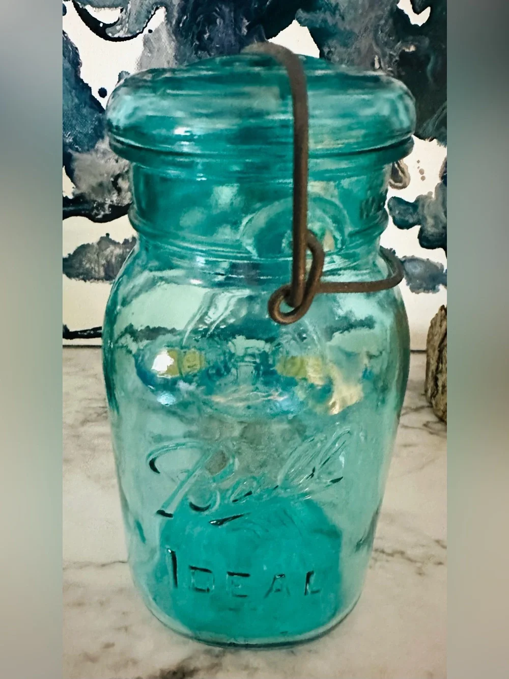 Vintage Ball Ideal Blue Mason Bicentennial Quart Jar 1776-1976 Eagle Wire Ball